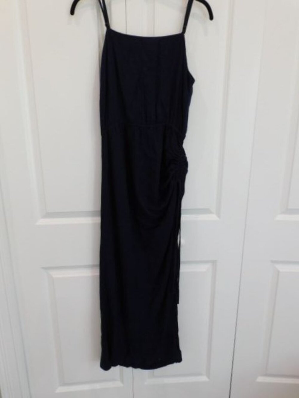 LA MADE size SMALL Allure Cinched Twill Dress in Navy Blue NEW - Picture 2 of 9
